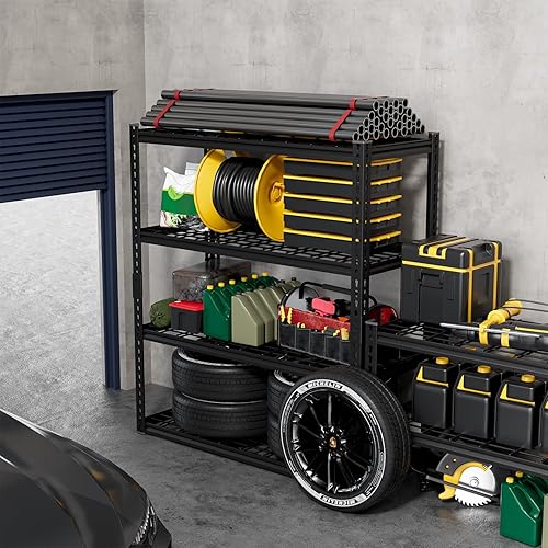 Miniatura 6 de Estantes de almacenamiento de garaje de 4 niveles, 40 pulgadas de ancho x 20 pulgadas de profundidad x 60 pulgadas de alto, estantes de garaje de