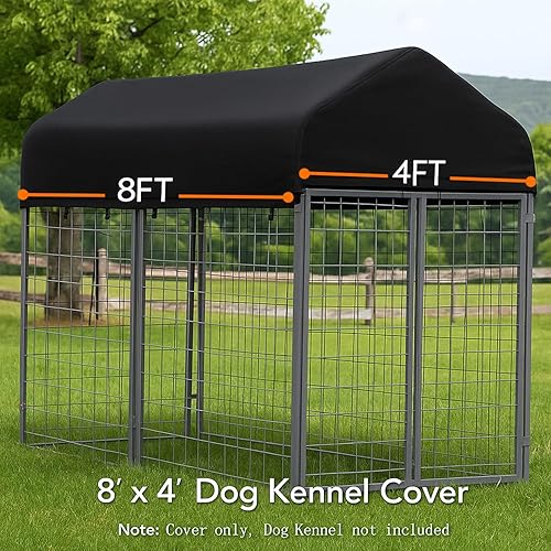 Miniatura 2 de Cubierta para perrera para perros al aire libre (solo cubierta), 8 pies de profundidad x 4 pies de ancho, resistente a los rayos UV, impermeable,