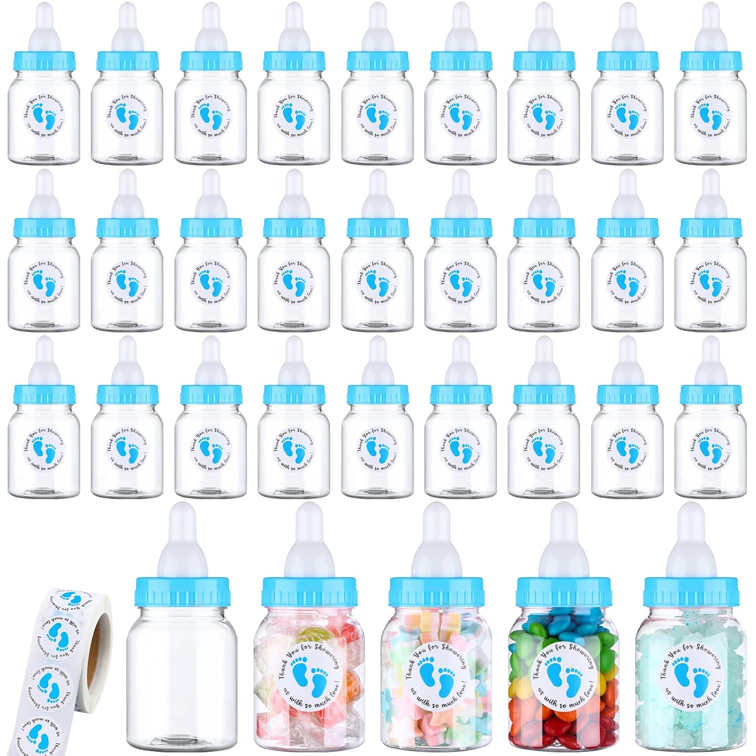 60 Pcs 3.5 x 1.5 Inch Baby Shower Mini Milk Bottle with
