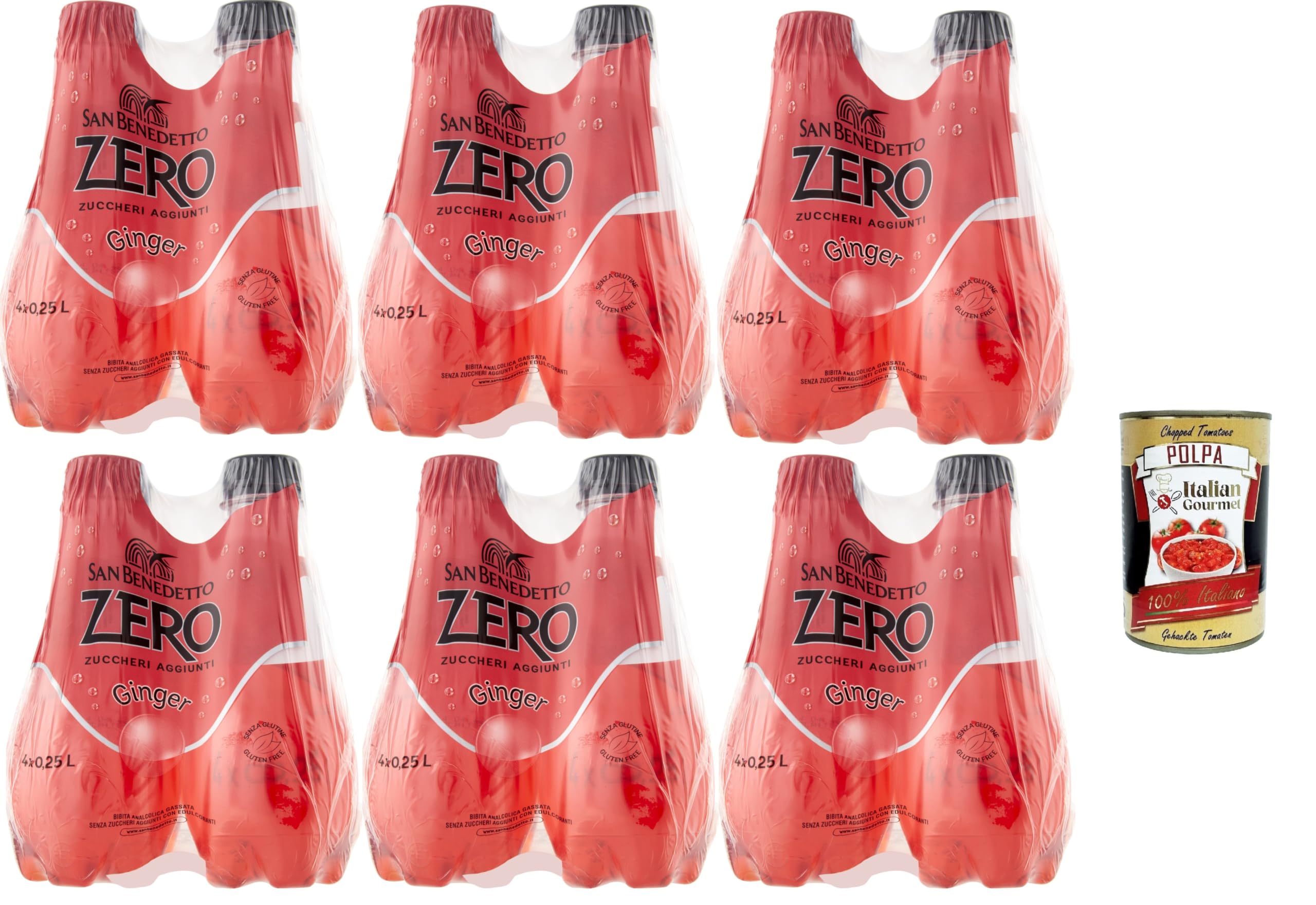 San Benedetto Ginger Zero PET, 24x 0,25l + Kostenlose Italian Gourmet Polpa 400g