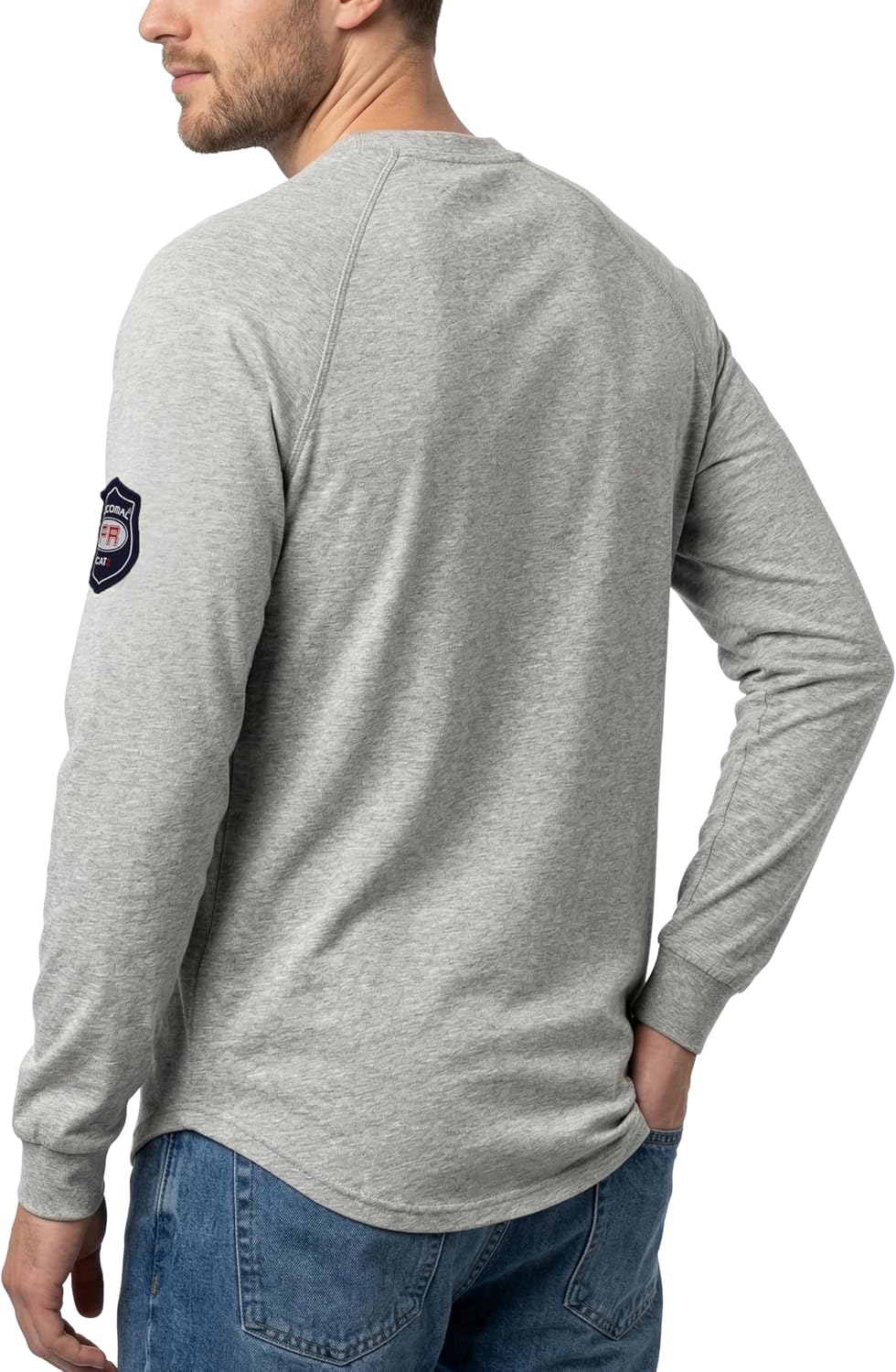 BOCOMAL Men's FR Shirts Long Sleeve Crewneck Fire Resistant 5.5oz Lightweight Cotton Work T Shirt CAT2