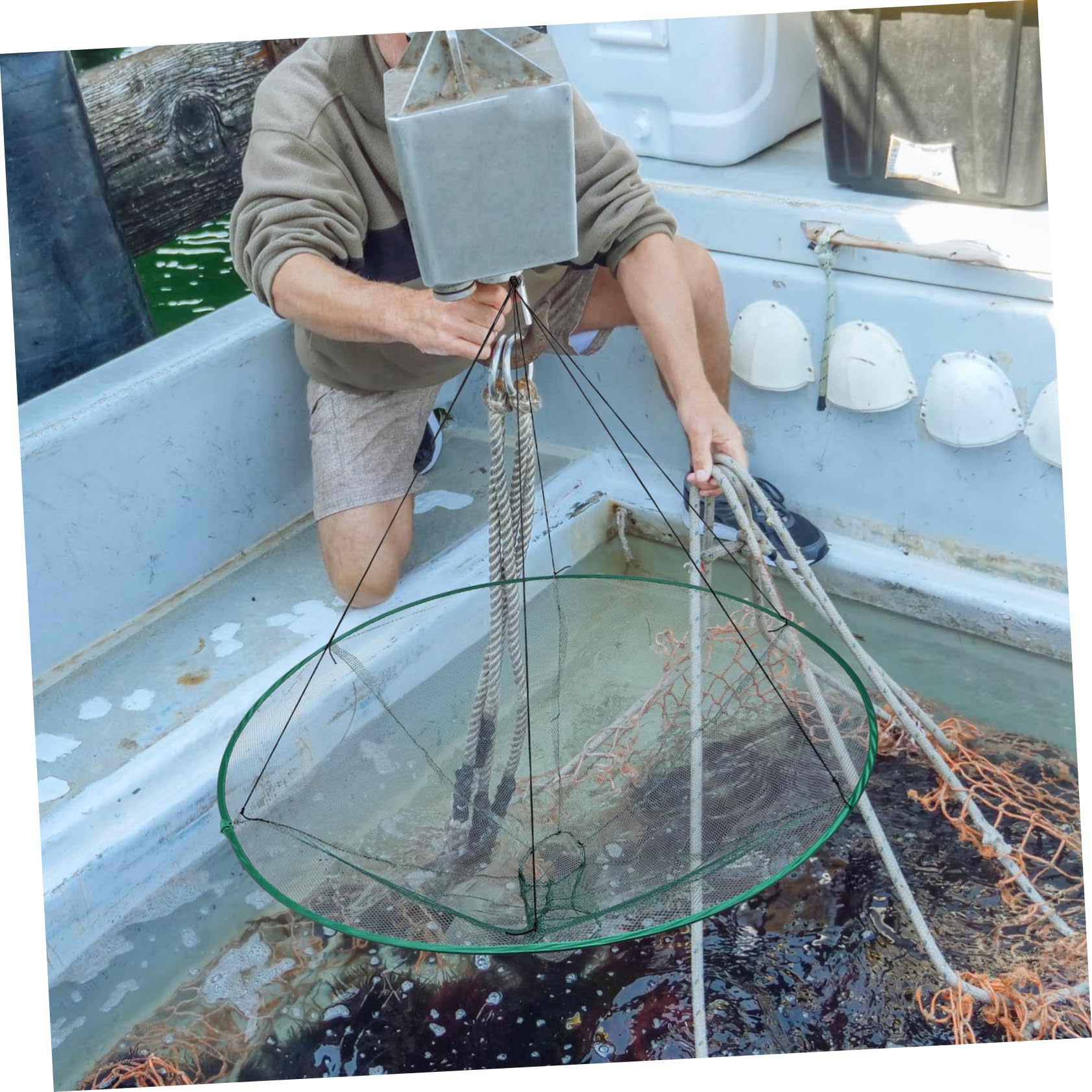 Red de Pesca Plegable de Mano para Cangrejos y Camarones 1