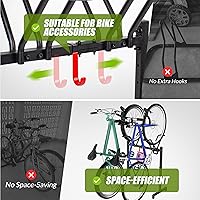 Vista 5 de 2 Bikes Floor Stand,Adjustable Bicycle Parking Rack with Hook for Garage/Indoor/Outdoor,Metal Cycle Storage Organizer Rack for Road Bikes