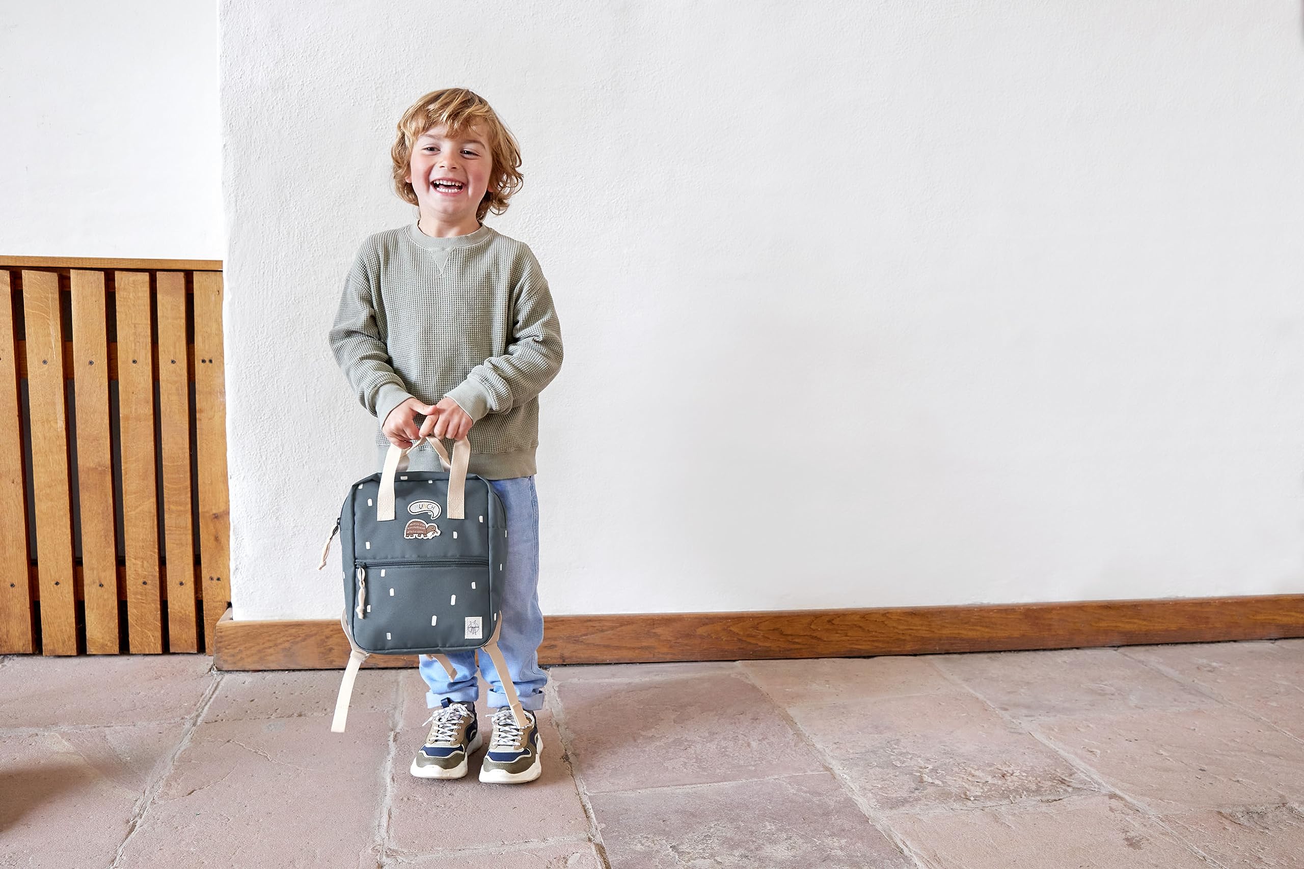 LÄSSIG Mochila Infantil con Correa para el Pecho Mochila para guardería 28 cm, 5,5 litros, 3 años/Mini Square Backpack