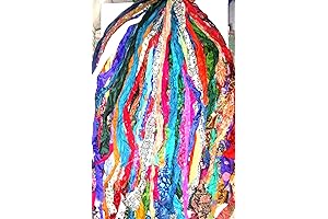 Vintage Fabrics Crafts - Unstitched Sari Silk Yarn Ribbon Strips, 42 Yards