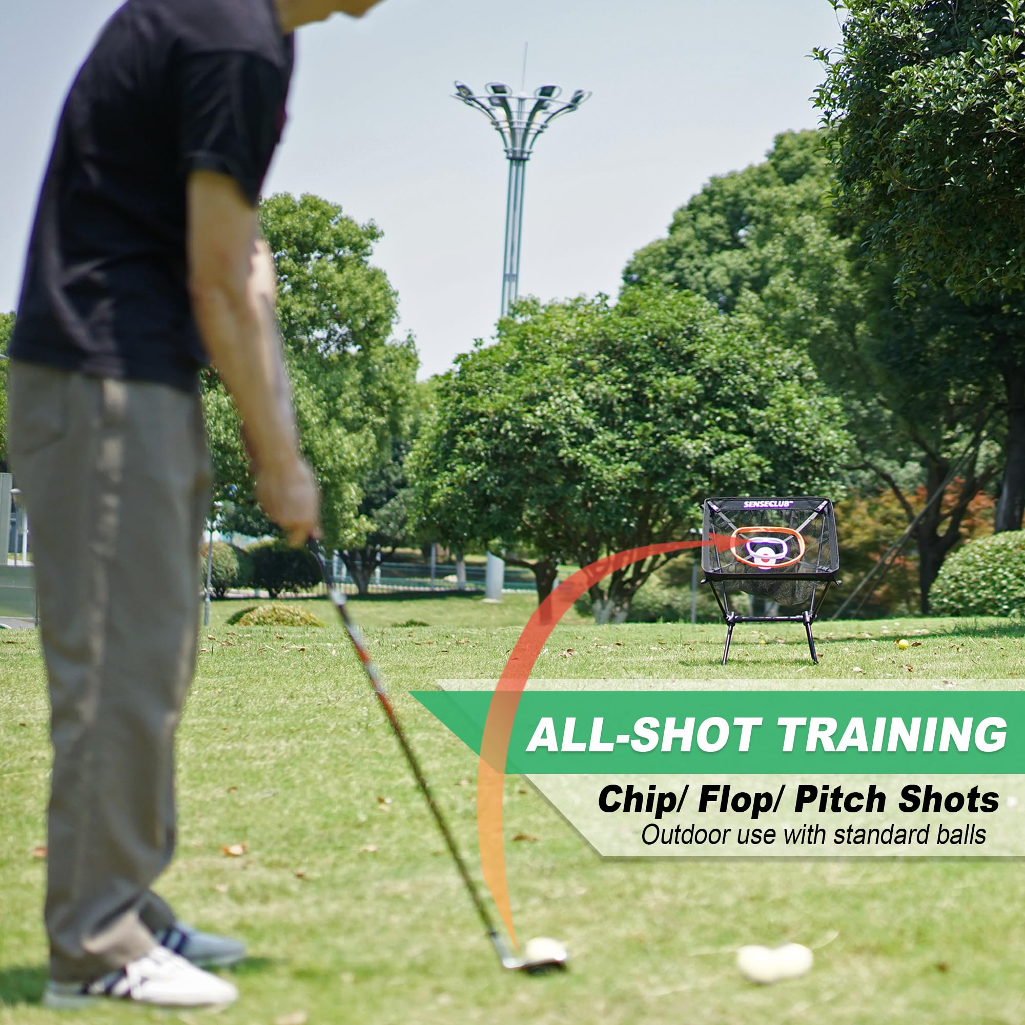 SENSECLUB Rete da golf e rete da guida, rete da allenamento da golf in cortile con tappetino, bersaglio da allenamento al coperto con palline, divertenti giochi di golf regali per golfisti