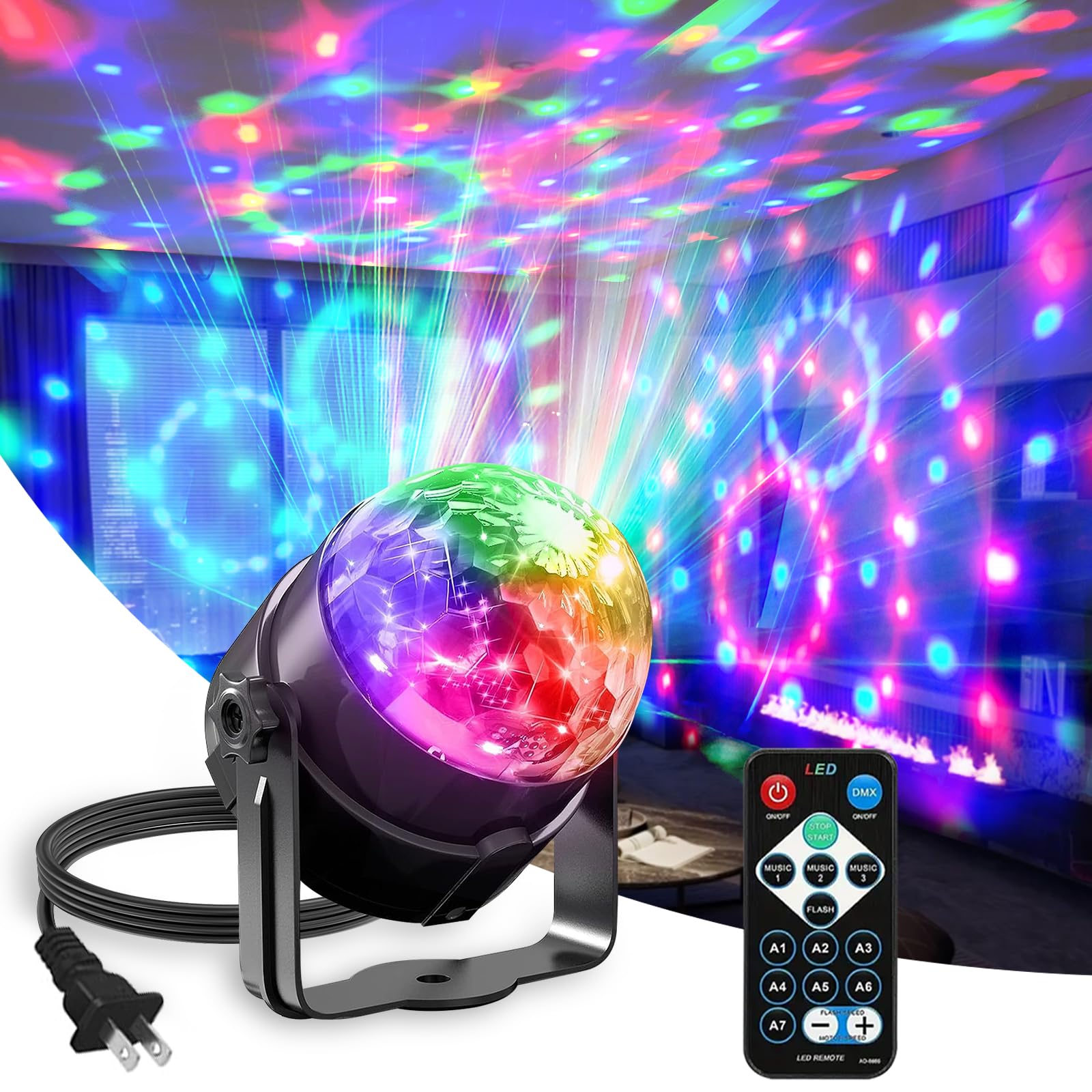 Sound Activated Party Lights with Disco Ball Dj Light