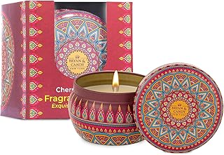 Scented Candles Diwali Gift Set for Women & Men, Cherry Blossom Aromatherapy Candles, 100Gm Soy Wax Eco Friendly Printed Tin