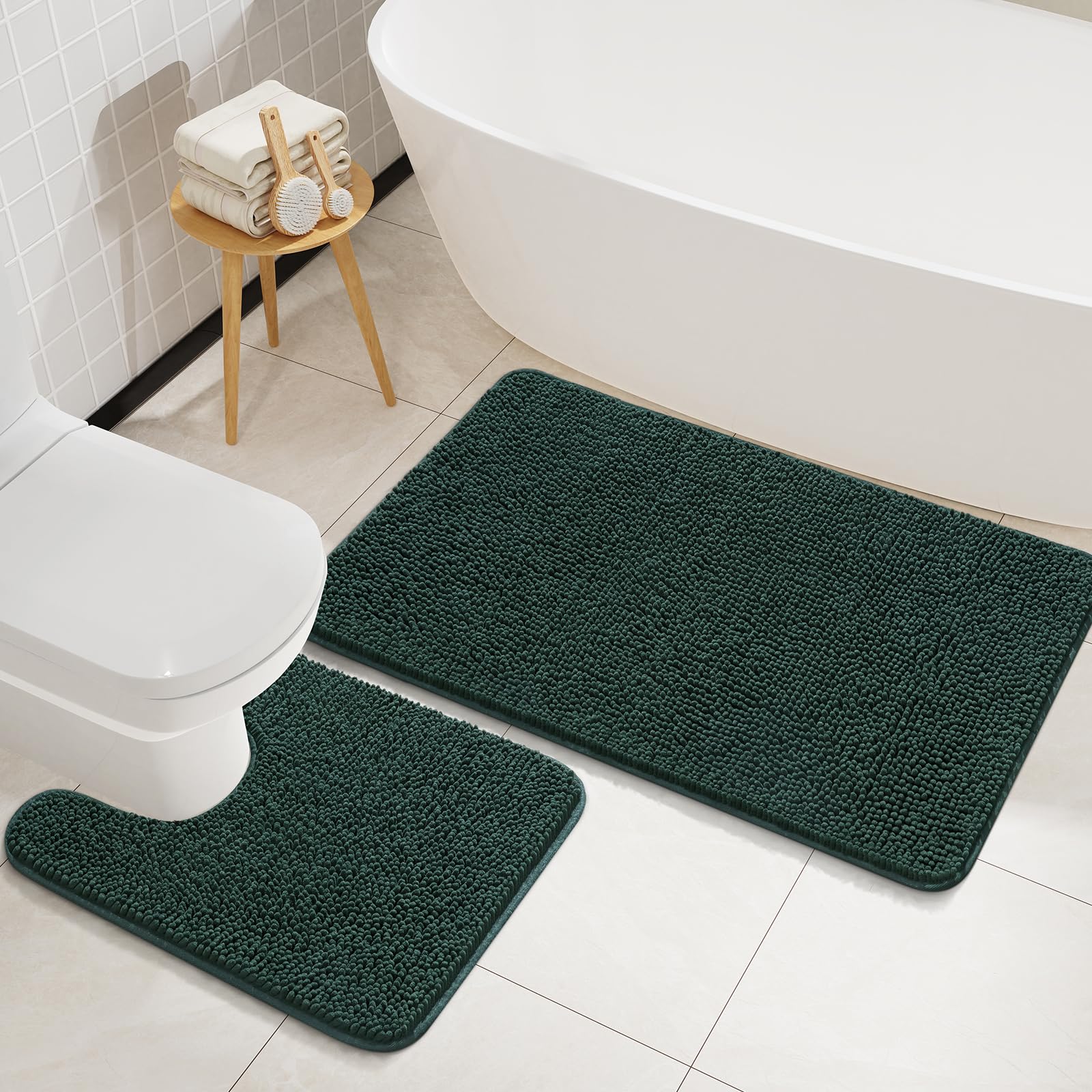 LOCHAS Bathroom Rugs Sets 2 Piece, Soft Non Slip Bath Mat