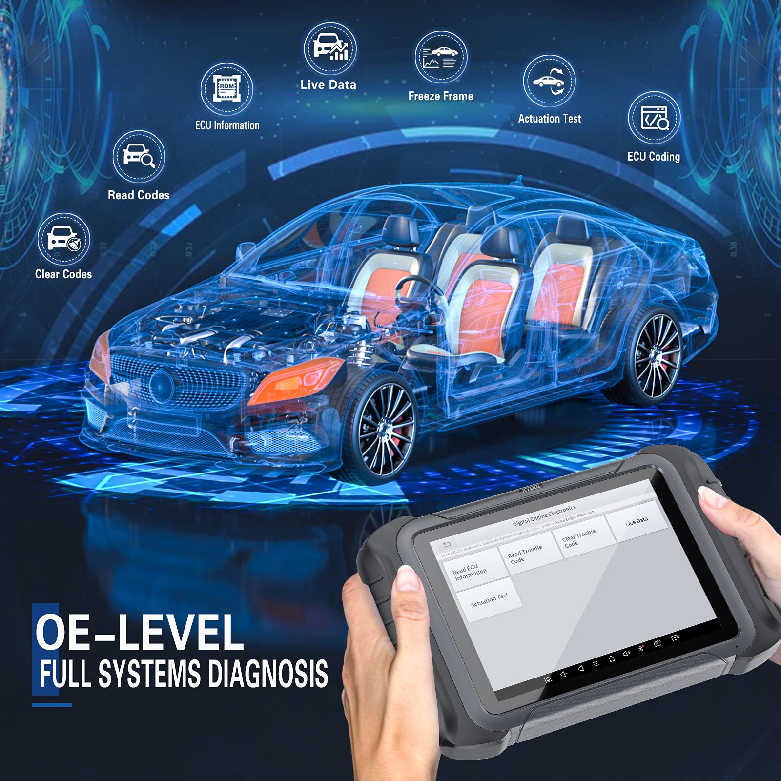 XTOOL D8 Automotive Diagnostic Scan Tool with ECU Coding, Bi