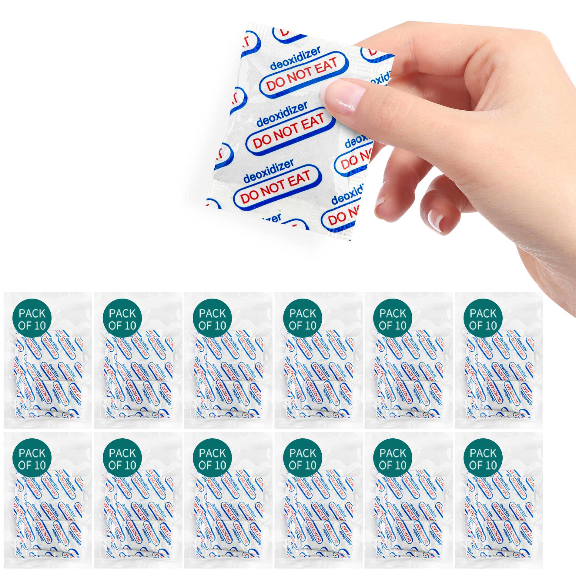 Hombao 400cc Food Grade Oxygen Absorbers -120 Packs (10 Packs x 1 Vacuum Bag) Oxygen Absorbers for Food Storage, Oxygen Packets for Long Term Food