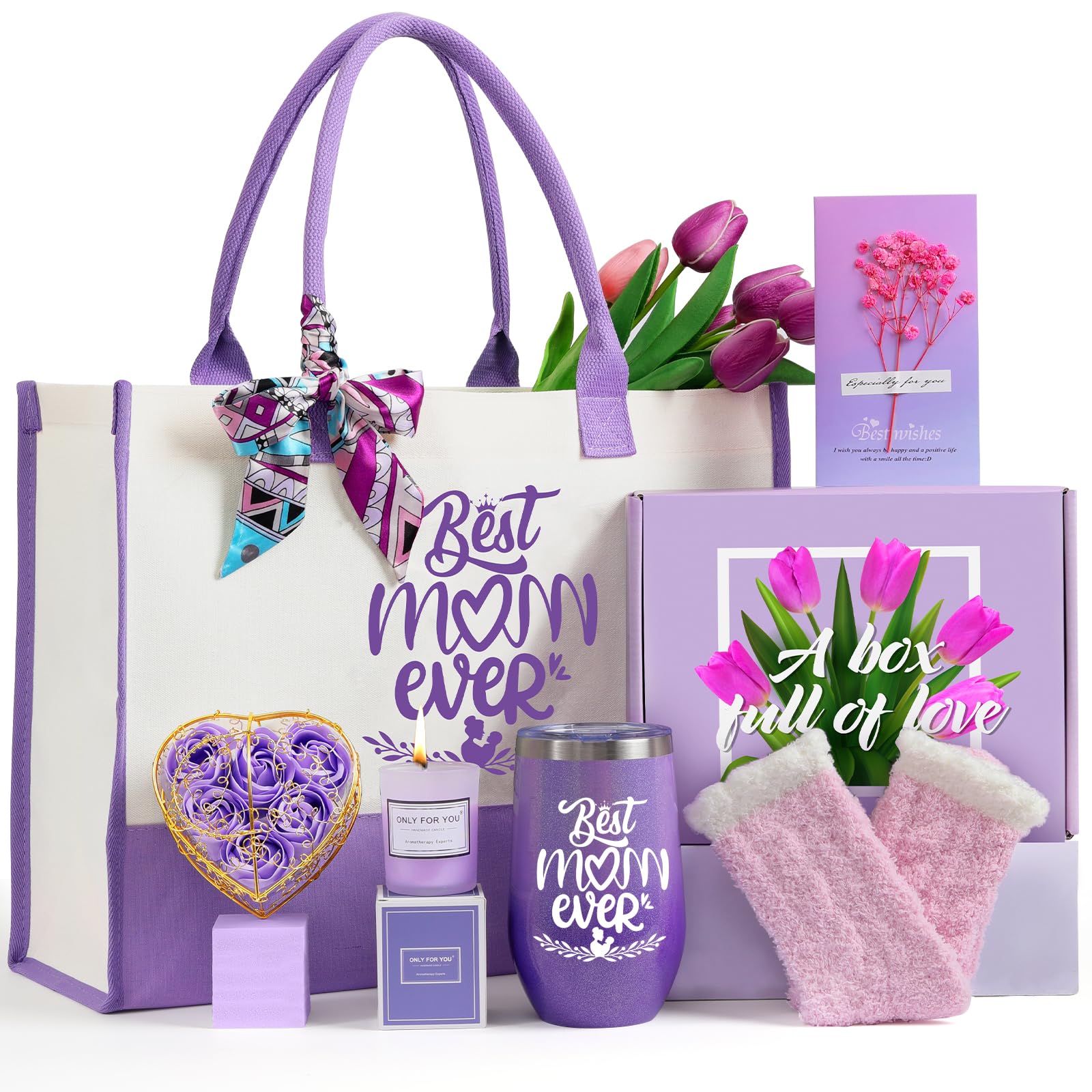 Mollywatr Christmas Gift baskets for Mom, Christmas Gift Sets for Mother from Daughter Son, Birthday, Thanksgiving Day, Care Package for Mother with