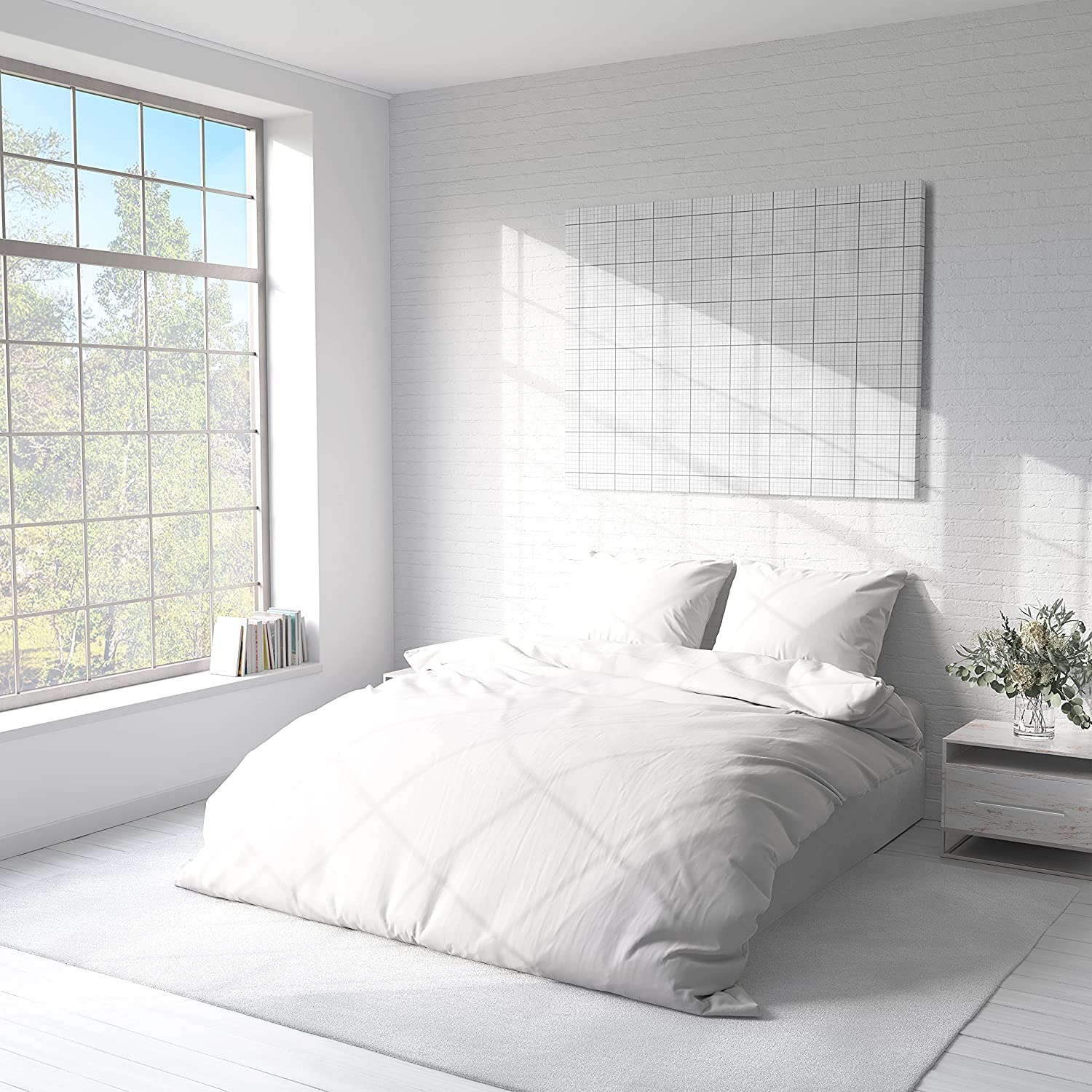 Kotton Culture Funda nórdica Blanca 100% algodón Egipcio Juego de Funda de edredón (200 cm x 200 cm) Tamaño Doble Acogedor edredón Europeo Ropa de Cama Funda de edredón de Clase de Hotel