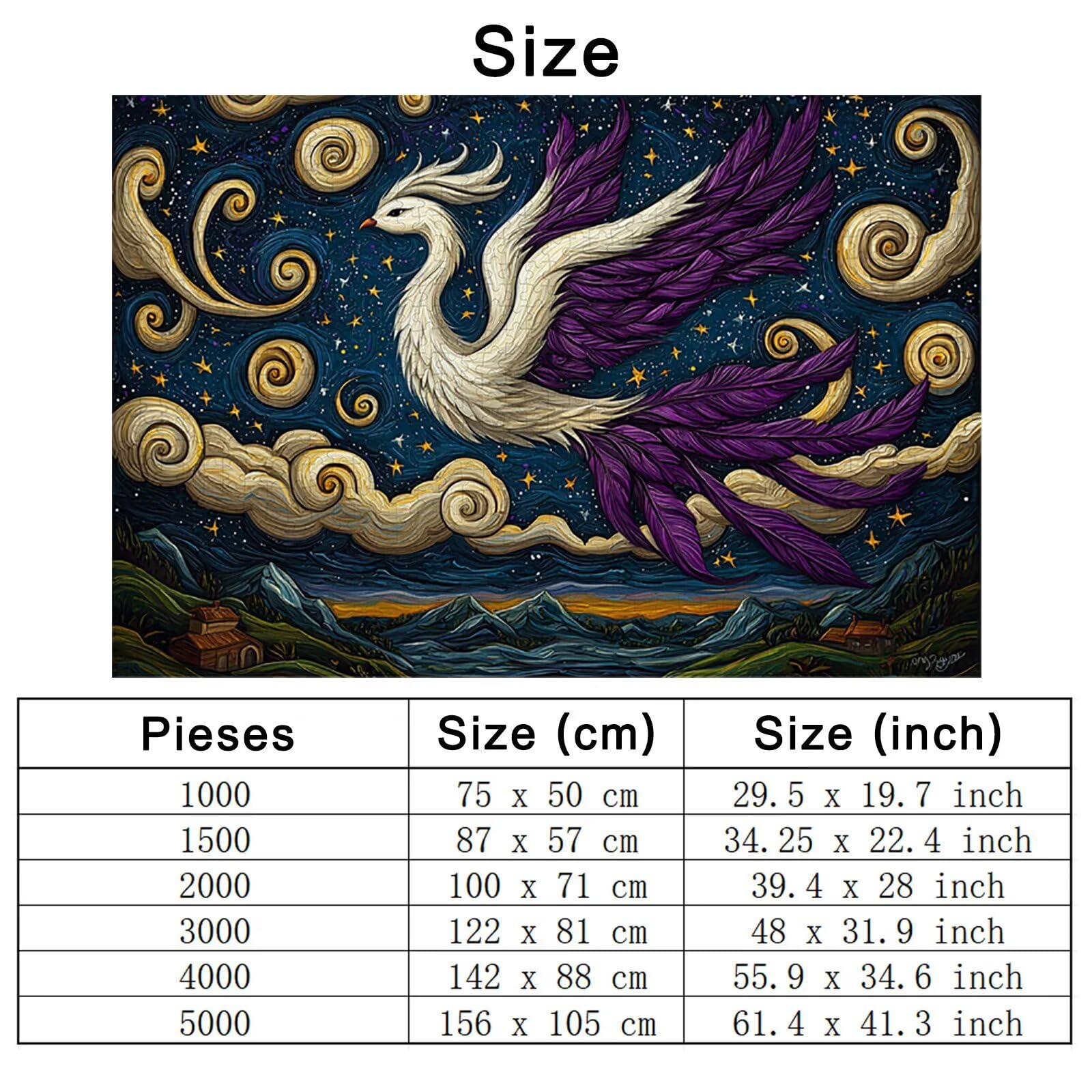 Puzzle 1500 sztuk feniks, abstrakcyjne drewniane puzzle dla dorosłych, puzzle z wykwintnym opakowaniem, rodzinne gry edukacyjne, puzzle do dekoracji domu, prezent dla kobiet, prezent dla mężczyzn, Q
