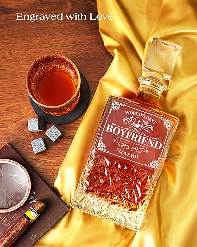 Miniatura 2 de Regalos para novio y hombres, juego de decantador de whisky Kollea con gafas, regalo único de aniversario, cumpleaños, boda para hombres y él