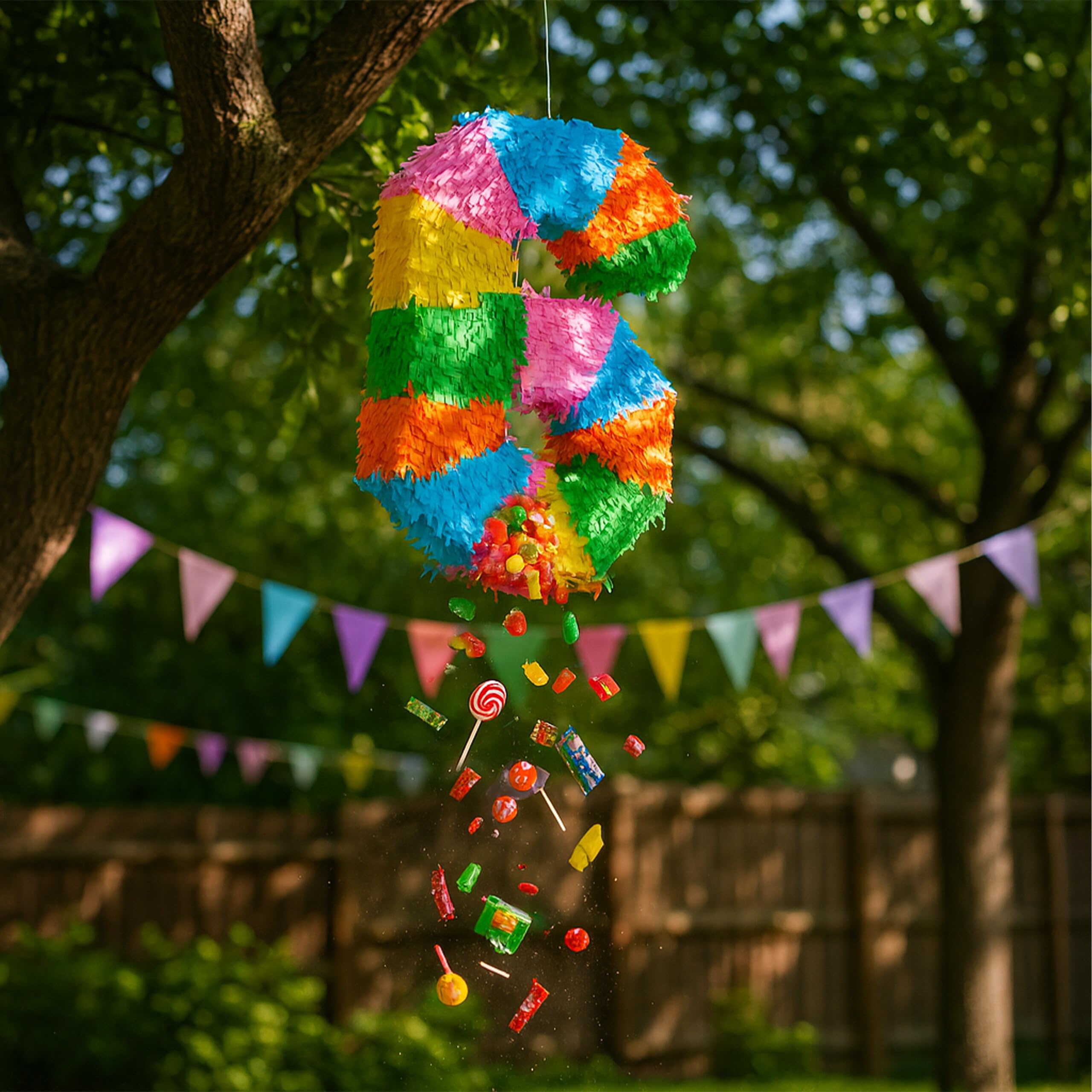 Relaxdays Pinata Numero 6, Pinata Arcobaleno per Compleanno, HLP: 50,5 x 35,5 x 7,5 cm, Colorata