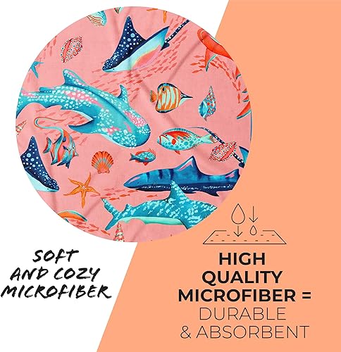 Miniatura 2 de PRIS+SAND Sharks & Friends - Toalla de playa de secado rápido para niños. Toalla de microfibra de 60 x 30 pulgadas a prueba de arena, absorbente,