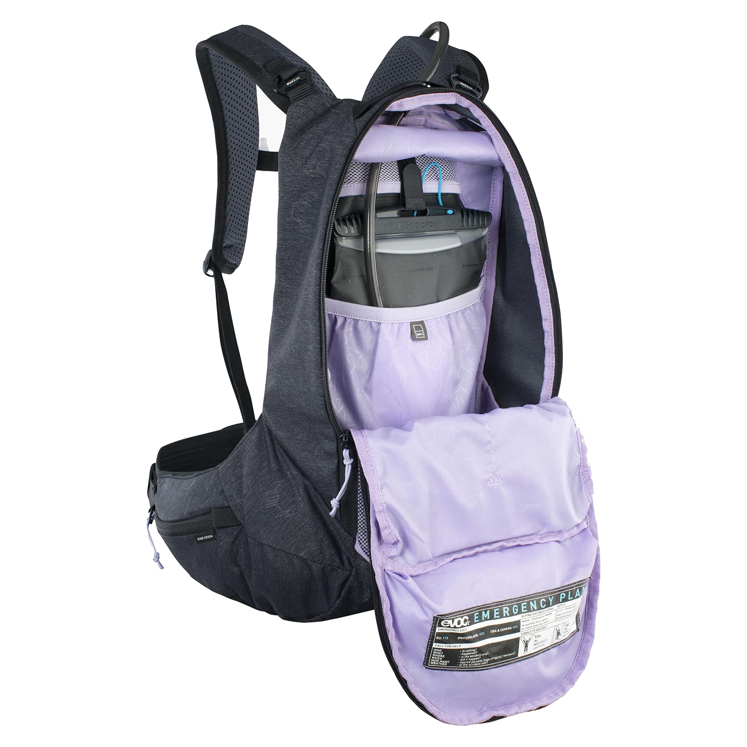 EVOC TRAIL PRO SF 12l plecak do jazdy w terenie i wyścigów, plecak (lekki plecak rowerowy, ochraniacz pleców LITESHIELD PLUS, komora na bukłak o pojemności 2l, rozmiar: XS), wielokolorowy