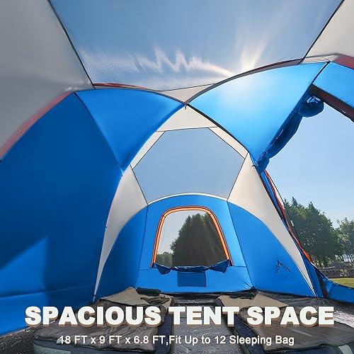 Miniatura 3 de Tents for Camping, Waterproof 10 Person Family Tent with Double Layer & 4 Large Mesh Windows, Weather Resistant Easy Setup 2 Room Big Tent for Music