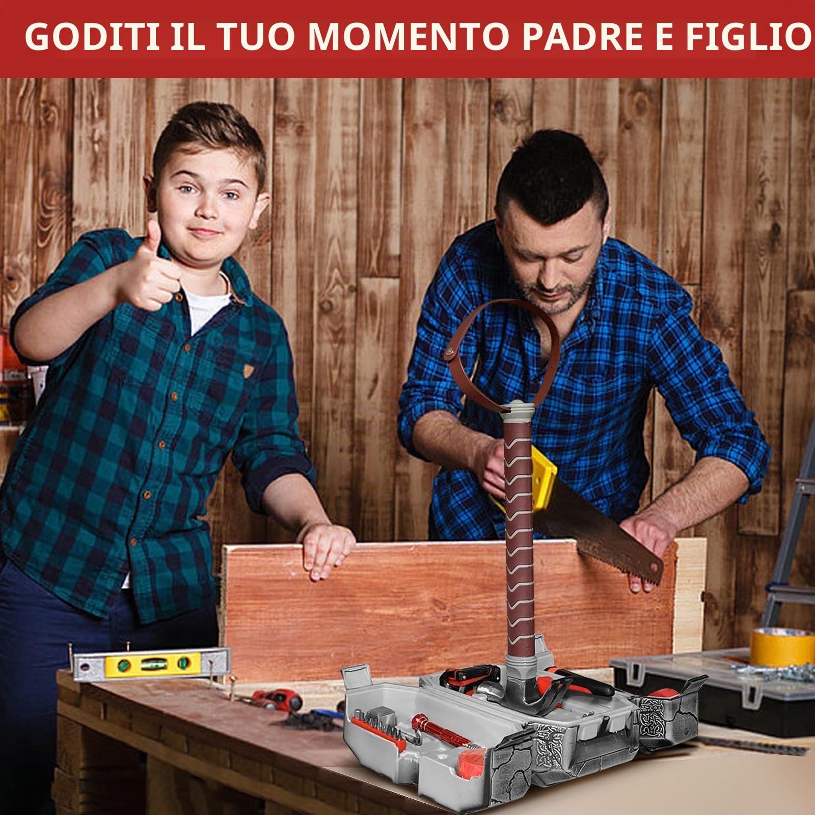 Martello di Thor, Cassetta degli attrezzi, Kit di utensili per la casa, Set di utensili per il martello Mjolnir di Thor, Set di utensili per la riparazione della casa, Regalo Marvel, Regalo