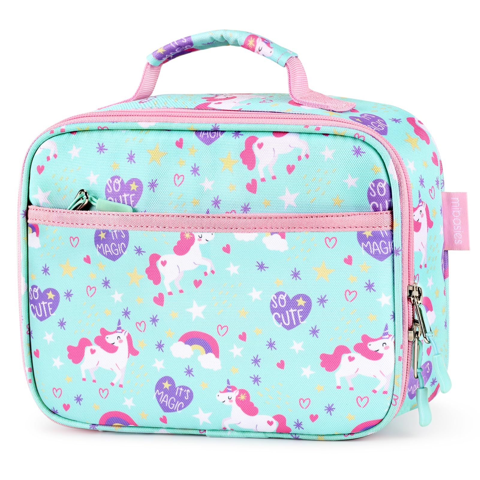 mibasies Kids Lunch Box for Girls Toddler, Insulated and Reusable Lunch Bag for School, Magic Unicorn