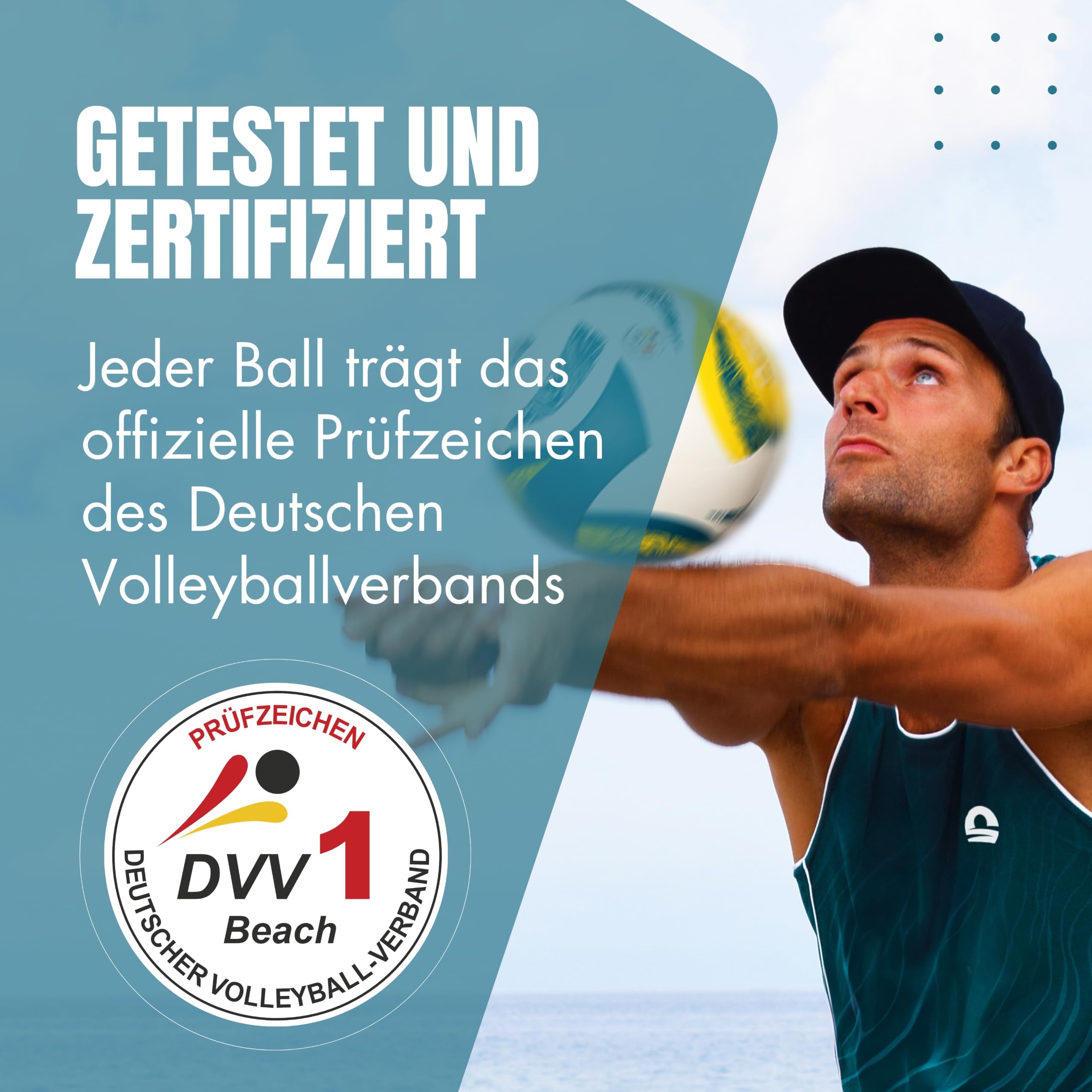 SunPro Offizieller Beachvolleyball, DVV Zertifiziert, offizielle Größe 5, weiche Mikrofaser PU Oberfläche - für Outdoor Sandsport Strandsport Geschenk