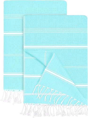 Utopia Towels Paquete de 2 toallas turcas de playa (40 x 72 pulgadas), de gran tamaño, 100% algodón, sin arena, ligeras, absorbentes, de secado