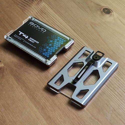 Vista 10 de Titanio GOVO - Soporte para tarjetas de identificación con clip de metal y ranura para 4 tarjetas