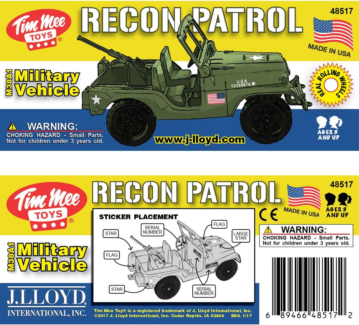 TimMee Recon Patrol M38 Military 4x4 - Olive Green Action Figure Size - Made in USA