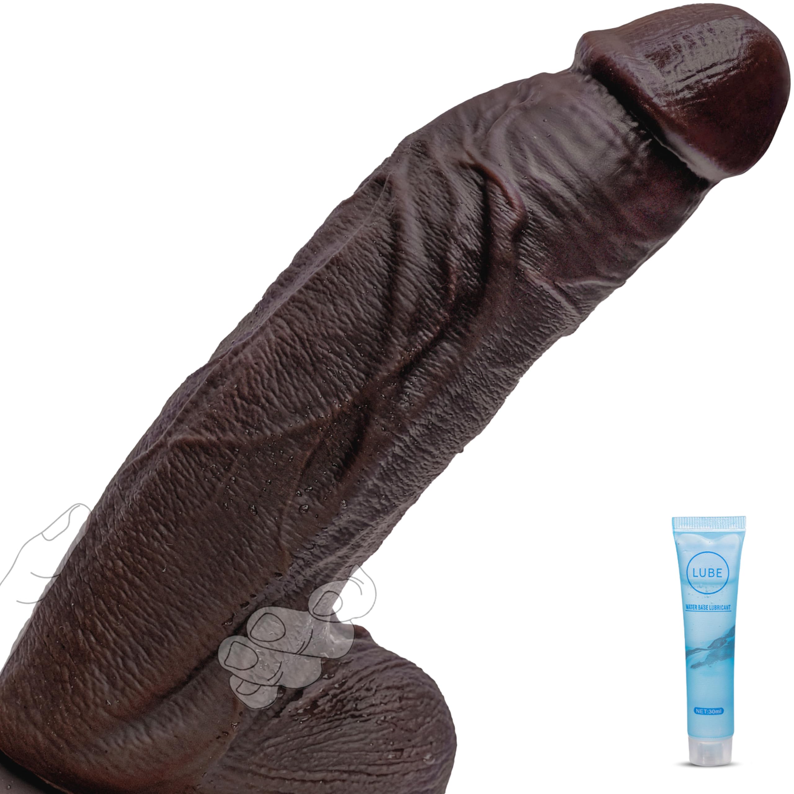 10 5 Realistic Huge Black Dildo 2 3 Diameter Curved Thick Dildo with Strong Suction Cup for Clitoral