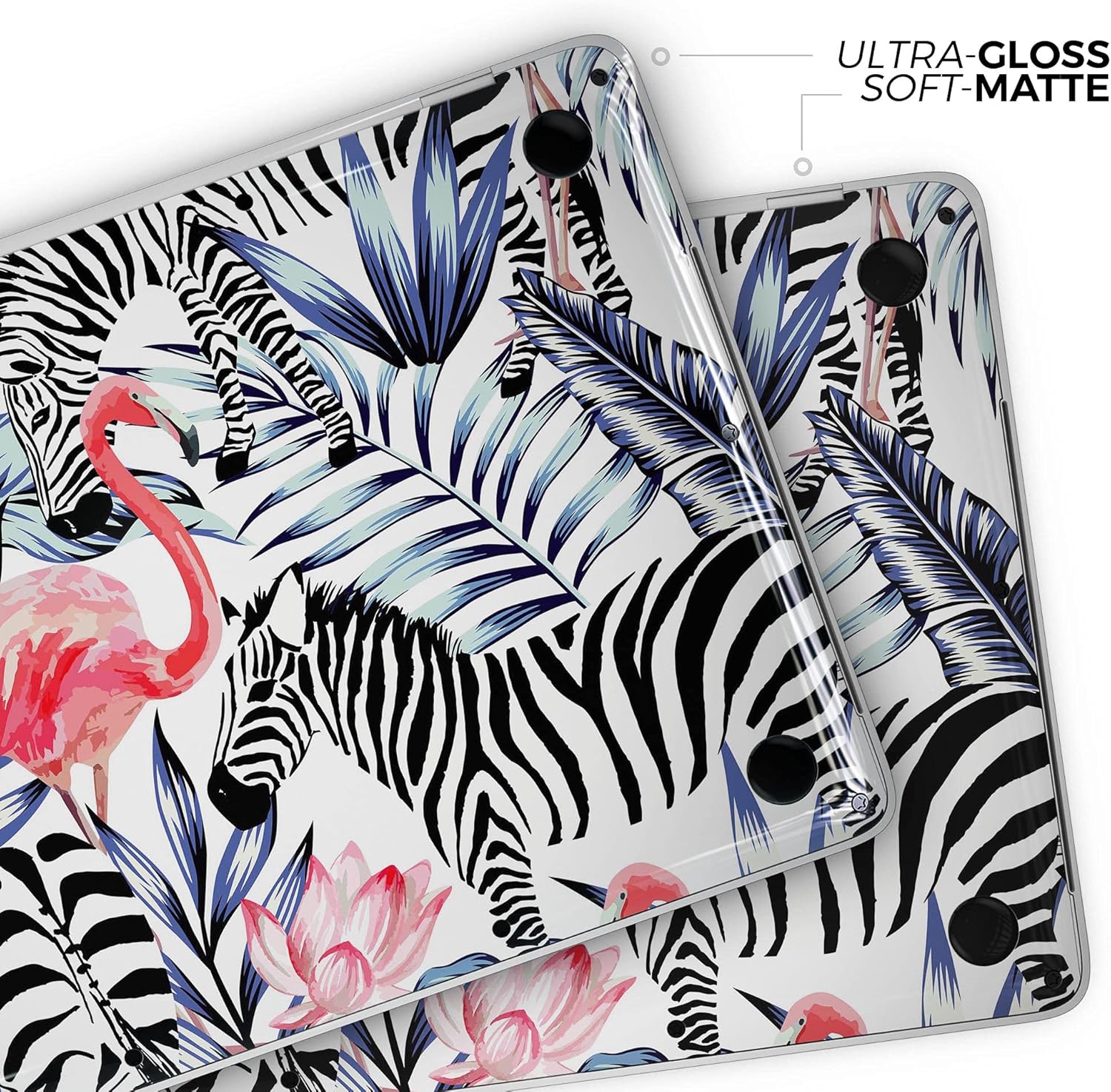 DesignSkinz - Tropical Flamingo and Zebra Jungle - Full-Body Wrap Protective Decal Skin Kit Compatible with MacBook 13" Pro M1 (A2338)