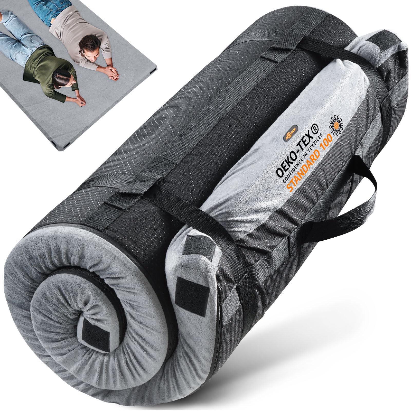 Memory Foam Futon Mattress Car Camping Bed Glamping Roll Up Mattress, Japanese Floor Sleeping Mat Camp Cot Mattress Pad Travel Guest Adults Side Sleepers