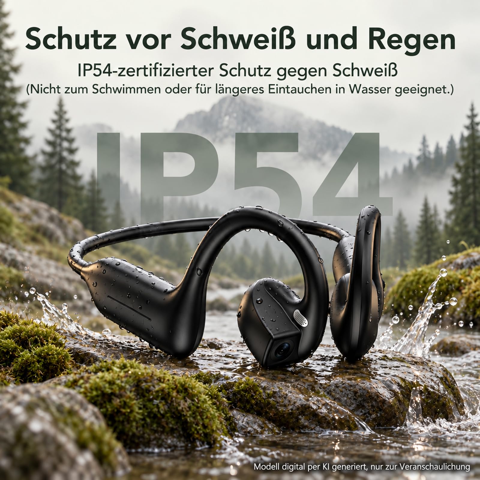 Knochenschall Kopfhörer mit 8MP Kamera, Open Ear Bluetooth Kopfhörer Kabellos, 1080P Video & EIS, KI-Übersetzung & Objekterkennung, 8GB Speicher, Sportkopfhörer für Radfahren, Laufen & Reisen