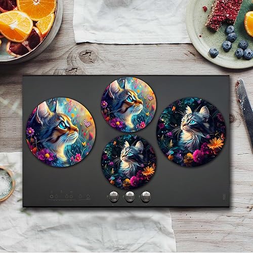 Miniatura 23 de Juego de 4 fundas bohemias para quemadores de estufas eléctricas, fundas redondas para quemadores de estufas de gas, 8 y 10 pulgadas, fundas