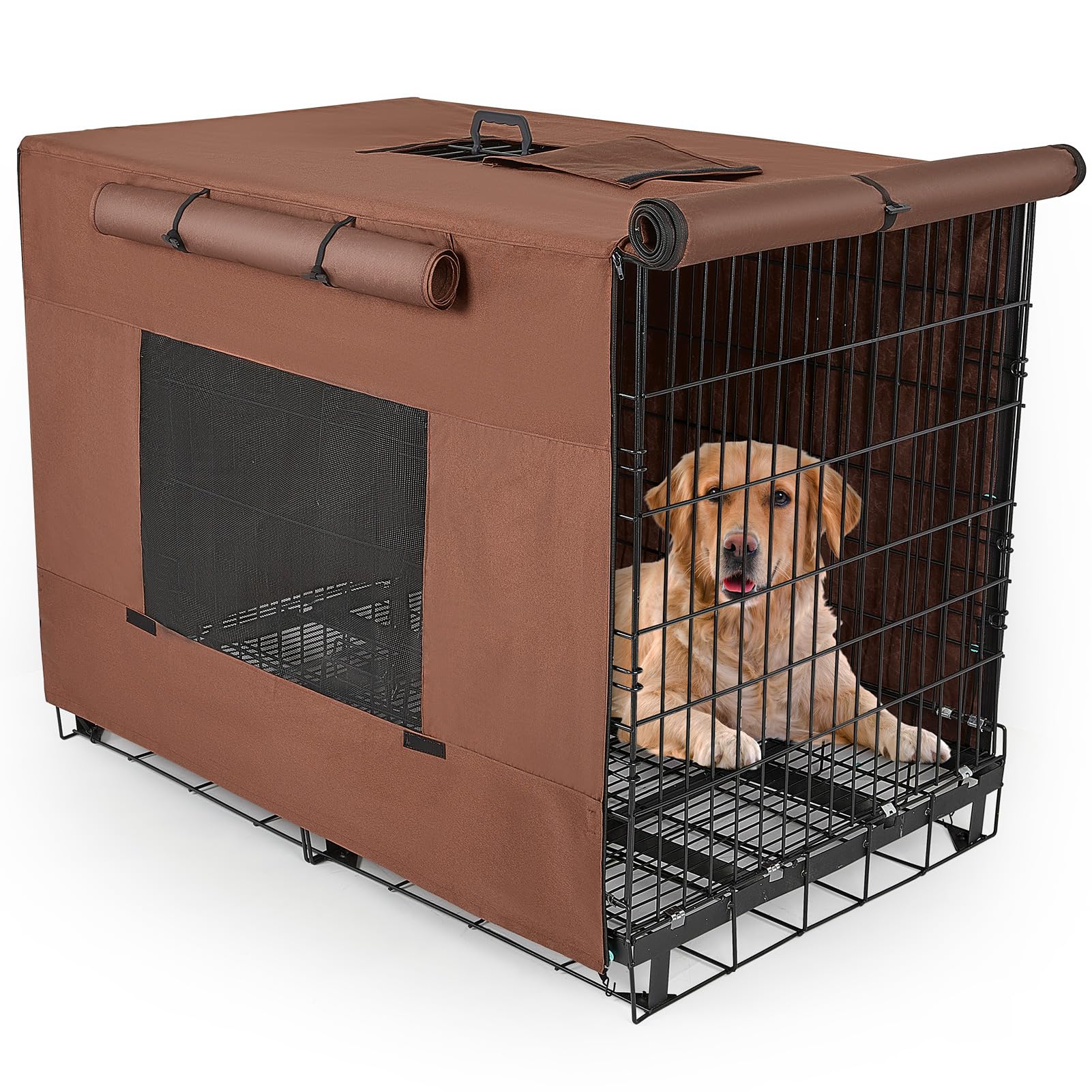 Dog Crate Cover 36 Inch Thickened Dog Kennel Cover Windproof Puppy Cage Covers with Mesh Windows on Both Sides Portable Crate Covers for Dogs Cages
