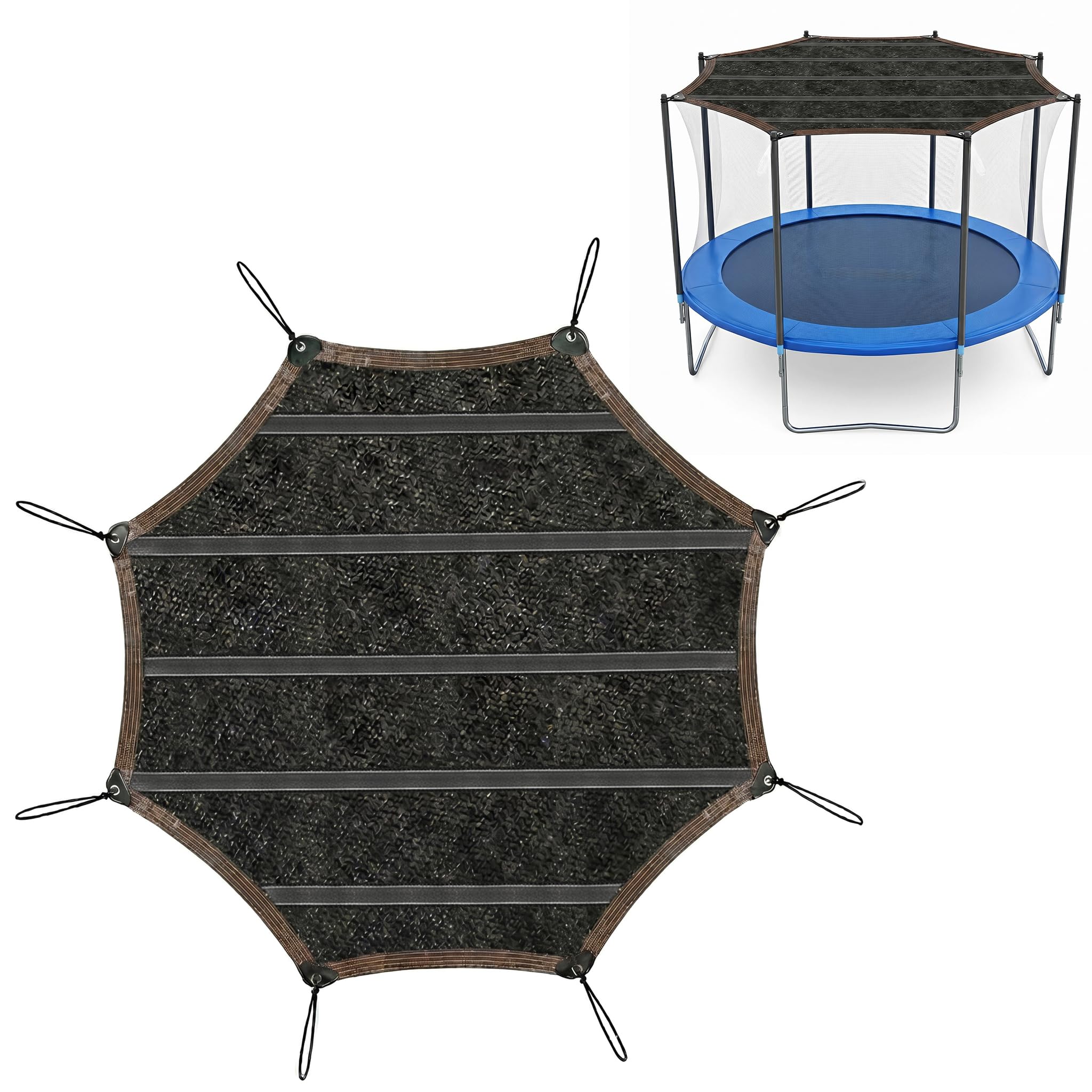 Trampolin Sonnenschutz 305 cm (10 ft) für 8 Stangen | 85g/m², Atmungsaktives Sonnensegel, Verstärkte Gurtbänder, Anti-Durchhang Dach, Outdoor Garten