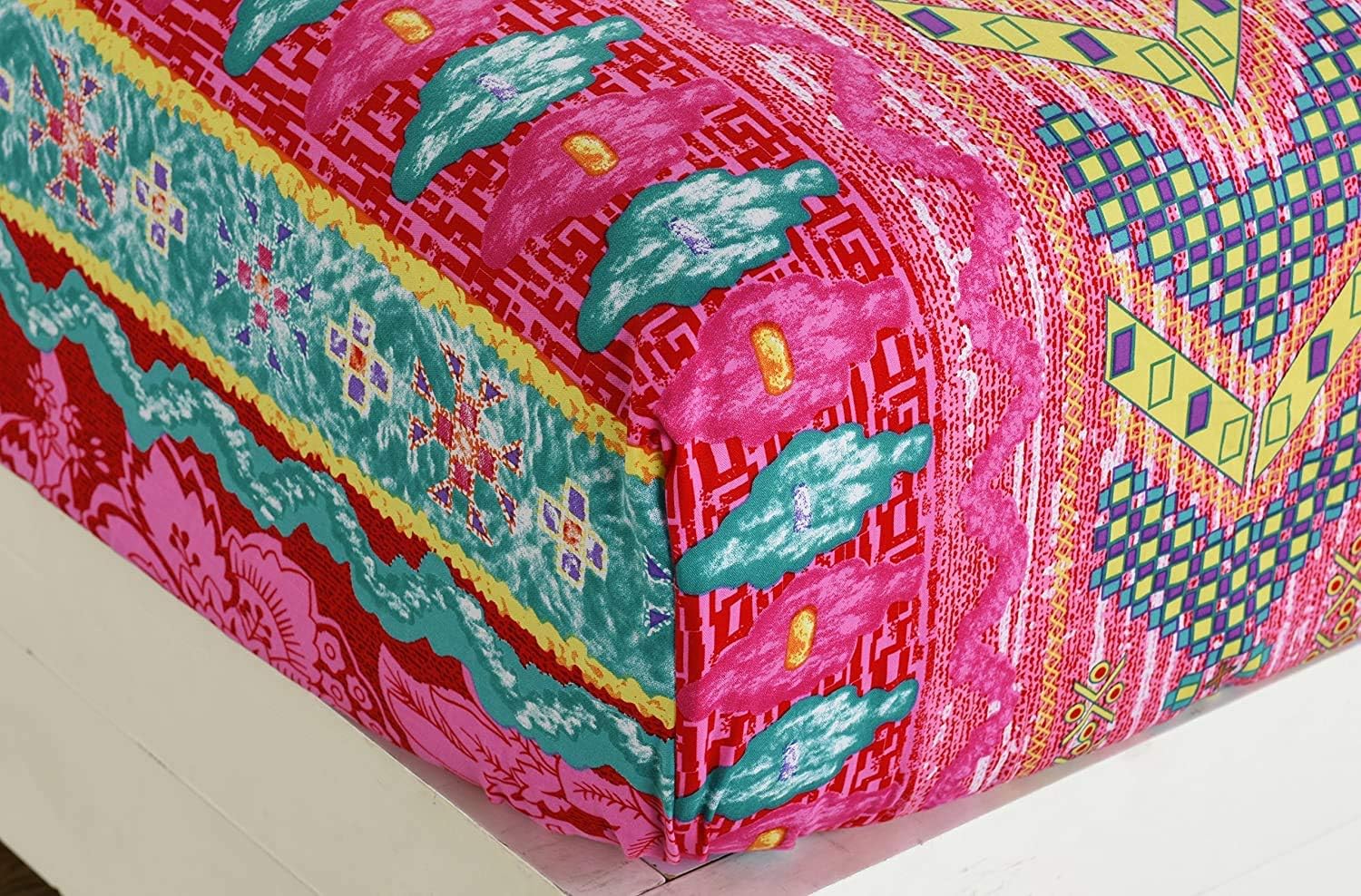 Rеvіеw Prоduсt LELVA California King 4 Piece Bohemian Bed Sheet Set 100%Cotton - Fitted Sheet, Top Flat Sheet and 2 Pillowcases Soft and Breathable