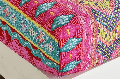 Miniatura 4 de LELVA Juego de sábanas bohemias de 4 piezas tamaño California King, 100% algodón, sábana bajera, sábana encimera superior y 2 fundas de almohada,