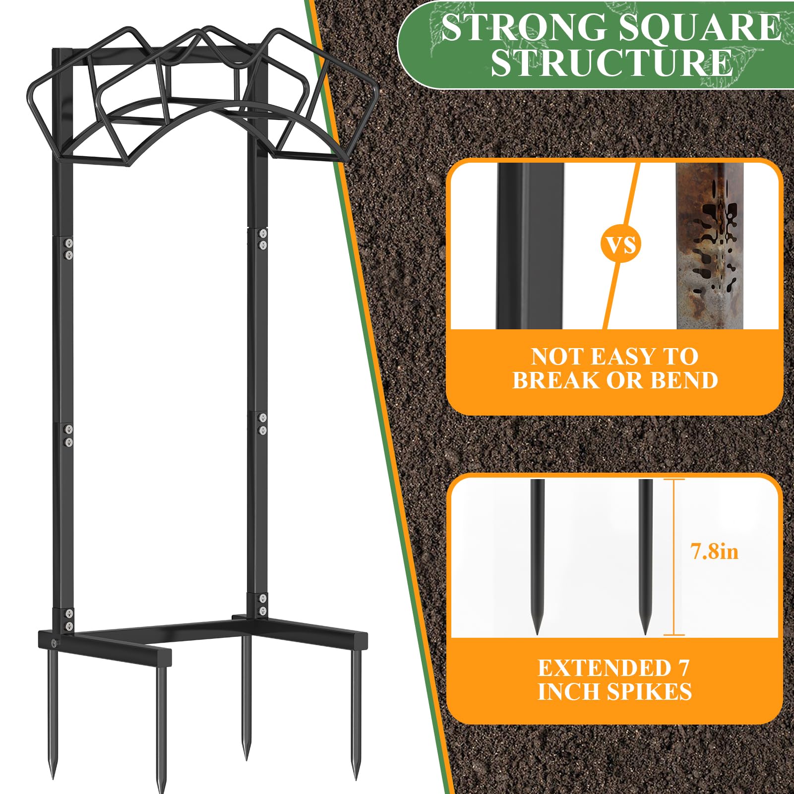 Qatsrin Super stabiler Gartenschlauchhalter, Wasserschlauchtrommel hält 48,8 m, Schwarz