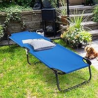 Vista 2 de COSTWAY Cama de camping plegable al aire libre portátil militar cuna dormir senderismo viaje azul