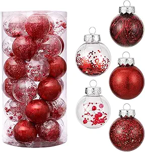 Garvee 30 Pcs Christmas Ball Ornaments, 2.36 Inch/6 Cm Shatterproof Christmas Tree Balls for Holiday Wedding Party Decoration, Red