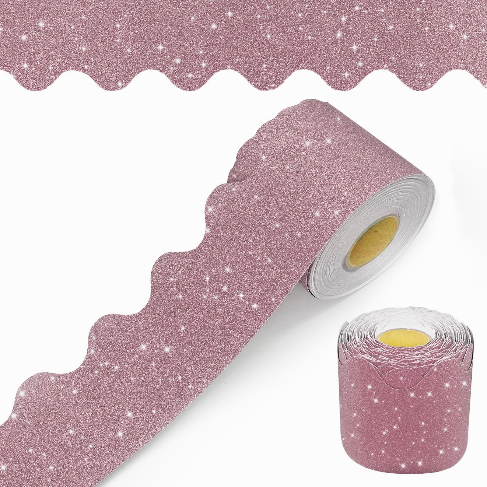 60 Feet Bulletin Board Borders, Glitter Scalloped Border Trim Holiday Decoration for School, Bulletin Board Border Decorative,Classroom Poster Office