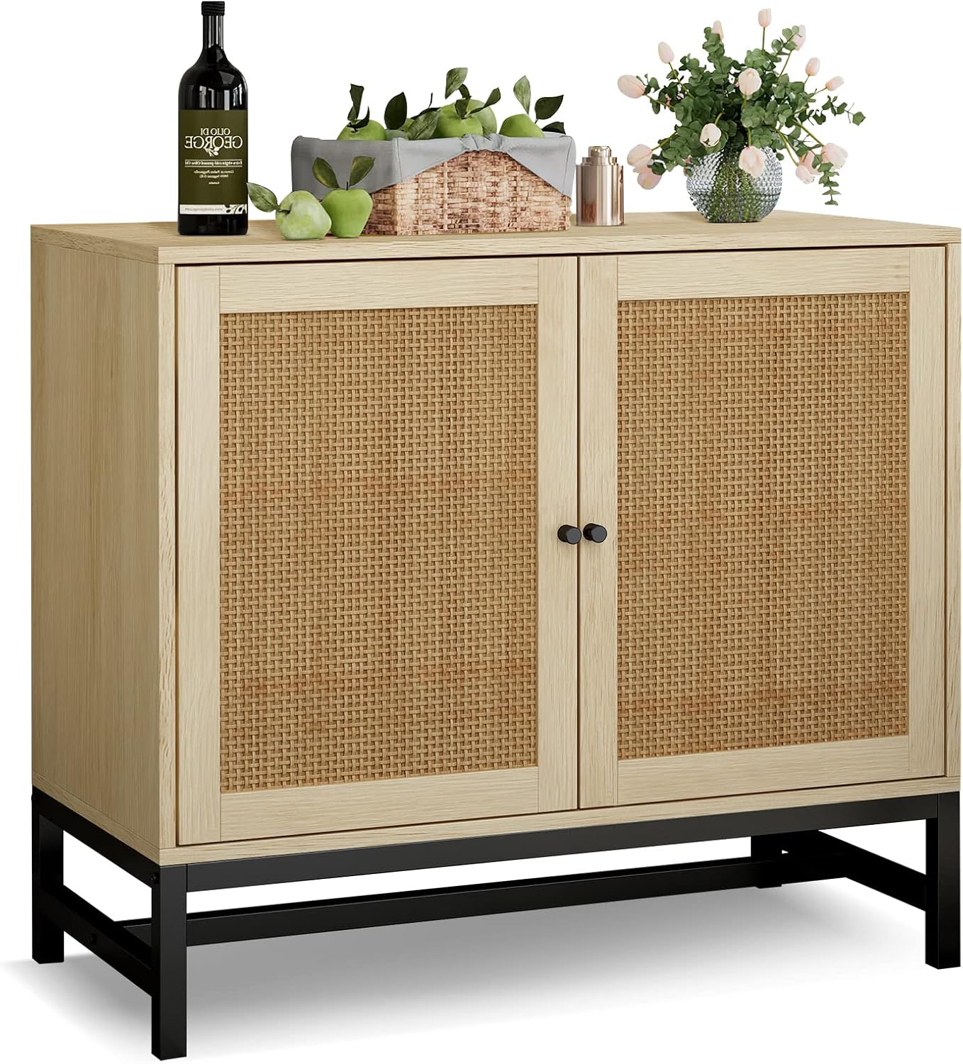 Recaceik Rattan Sideboard Buffet Bar with
