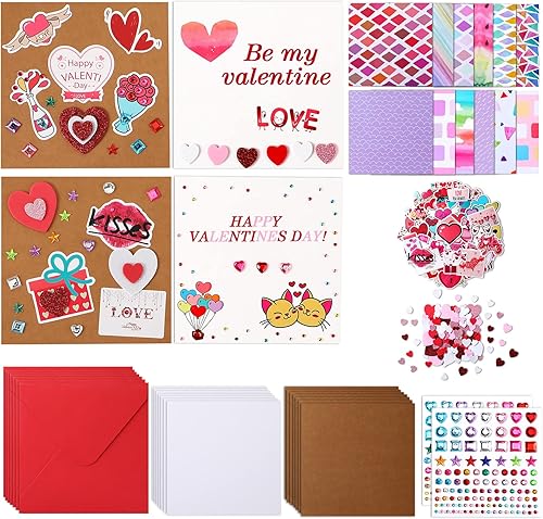 Paquete de 32 manualidades de San Valentín kits para el día de San Valentín para niños tarjeta de San Valentín con sobres calcomanías de espuma de