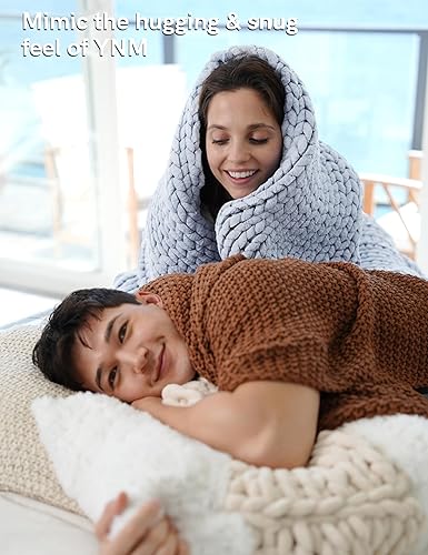 Miniatura 8 de YnM Manta gruesa, de peso medio, tejida a mano con hilo de felpilla, agradable al tacto, ventilada y transpirable, lavable a máquina, pieza de