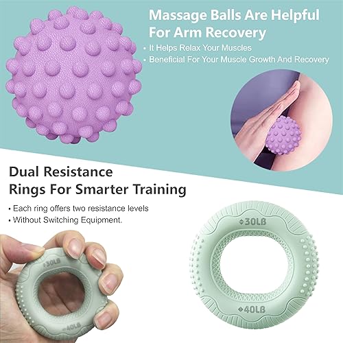 Miniatura 3 de Kit de entrenamiento de fuerza de agarre de 7 piezas, fortalecedor de agarre de mano, fortalecedor de antebrazo, fortalecedor de dedos, ejercitador