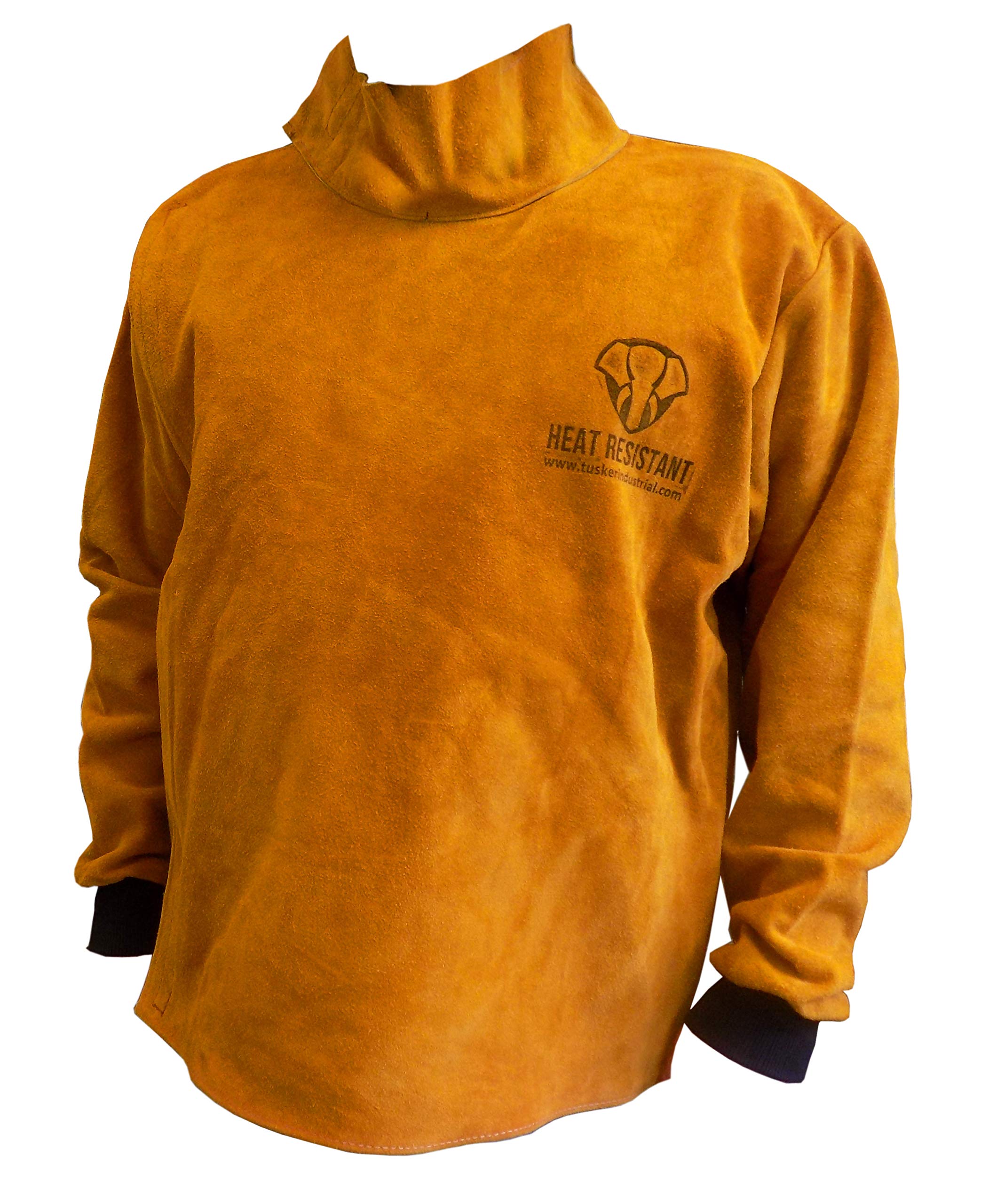 Tusker - Chaqueta de soldadura de piel de doble pecho, resistente, ignífuga