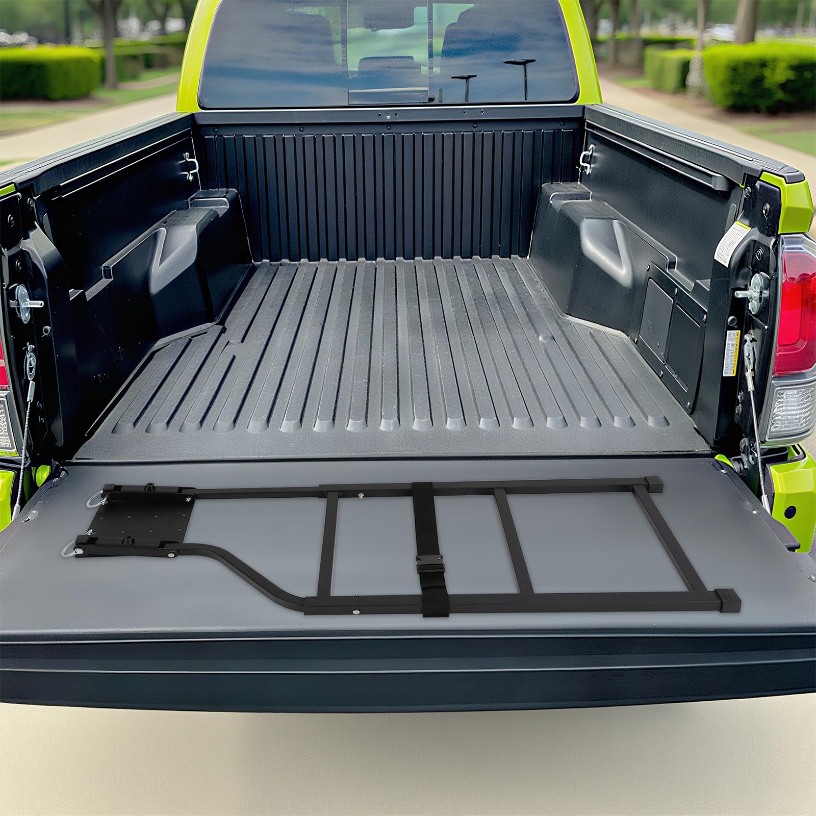 Escalera para portón trasero, plegable, 300 kg, para camioneta, camión, 70-115 cm de altura, con pies de goma, color negro