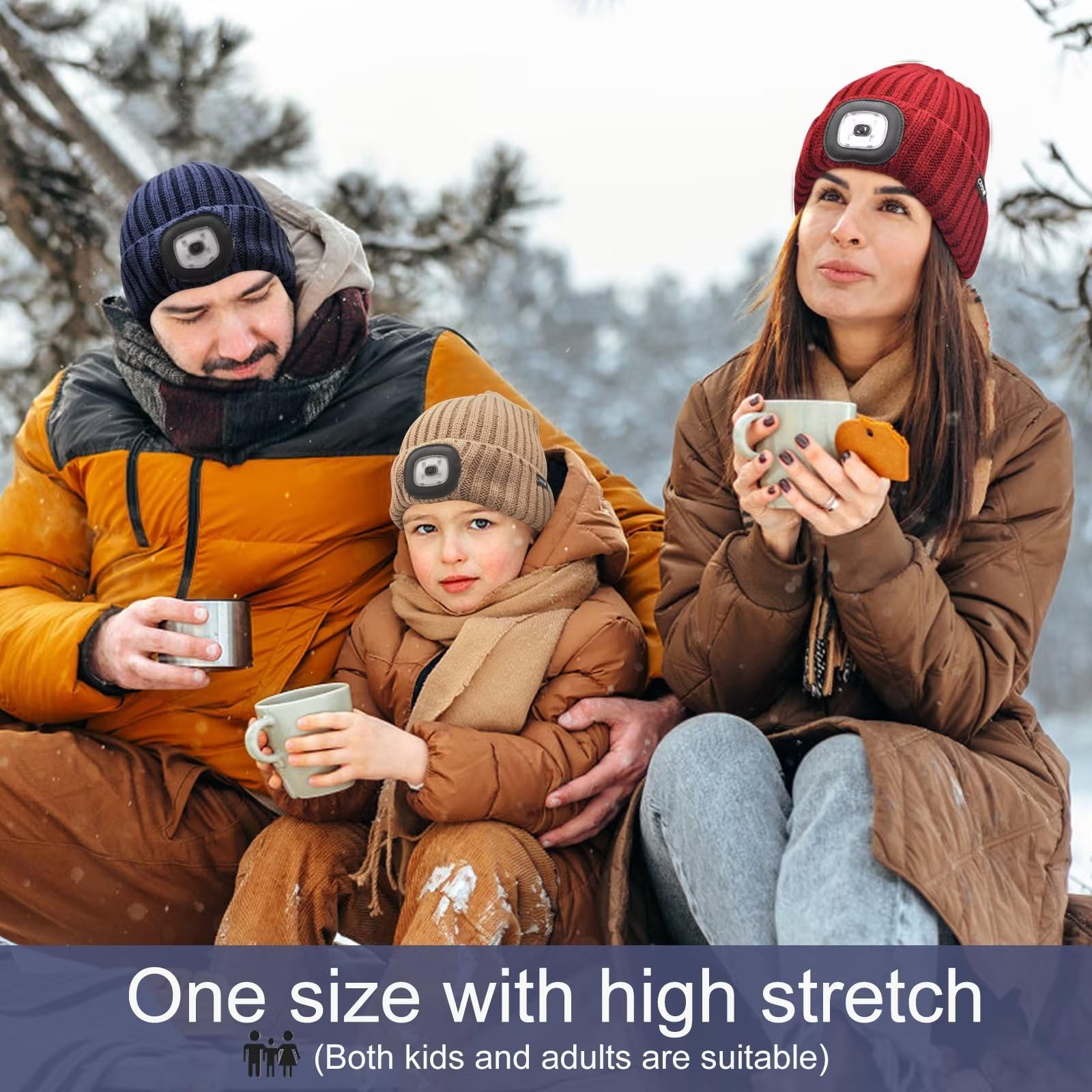 COTOP Cappello Uomo Illuminato Berretto 4 LED, Cappello con Luce LED Cappello Uomo Donna Invernali Berretto a 3 Livelli di luminosit LED Beanie cap per Alpinismo Campeggio