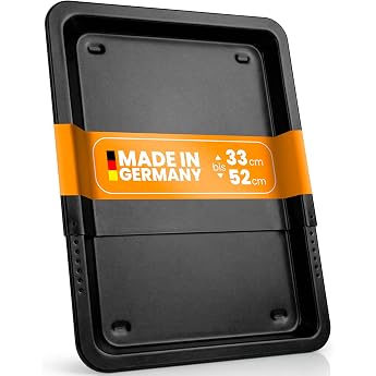 EUROHOME Extendable Baking Tray with Cooling Knobs - Extendable Tray from 33 to 52 cm - Depth 33 cm - Oven Tray Made of Black